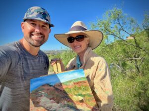 Lee Blakeney painting outdoors at Creekwood Ranch